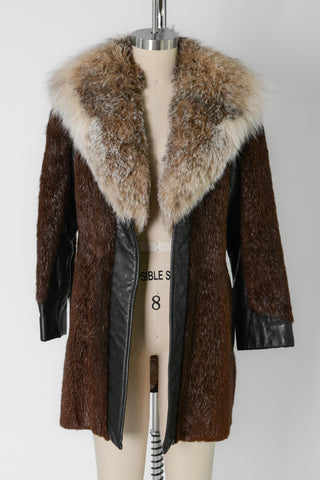 Beaver Fox Fur Leather Coat