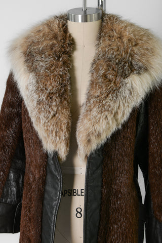 Beaver Fox Fur Leather Coat