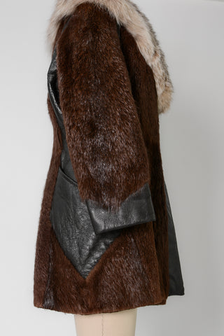 Beaver Fox Fur Leather Coat
