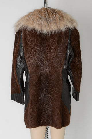 Beaver Fox Fur Leather Coat