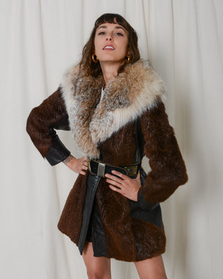 Beaver Fox Fur Leather Coat