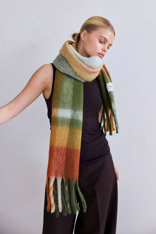 The Stockholm Plaid Scarf in Mossy Spring