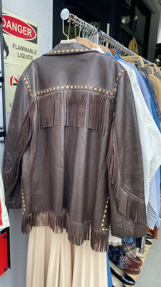 Dark Chocolate Deerskin Fringe Leather Jacket