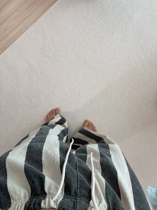 Relaxed Stripe Cotton Pants in Charcoal