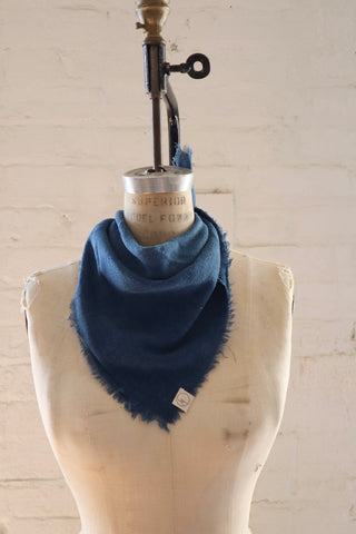 Raw Silk Bandana in Indigo