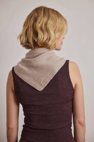 Merino Wool Triangle Scarf in Soft Taupe