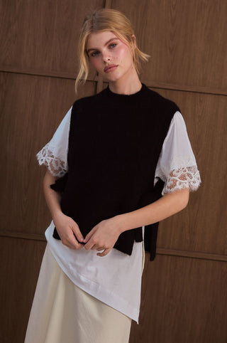 Alpaca Tie Vest in Black