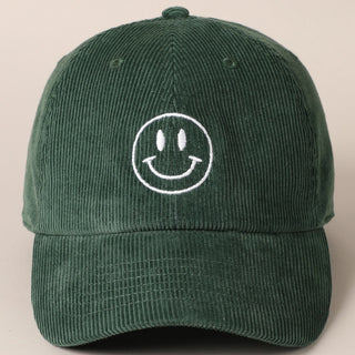 Happy Face Corduroy Baseball Hat