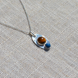 Tiger's Eye Lapis Sterling Pendant