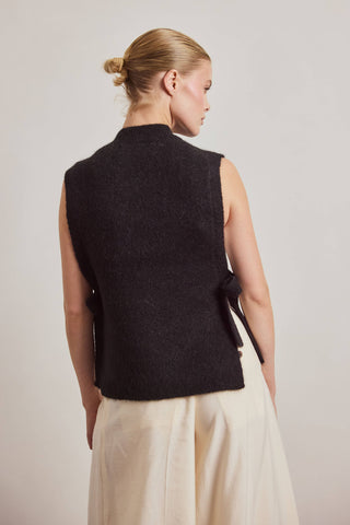 Alpaca Tie Vest in Black