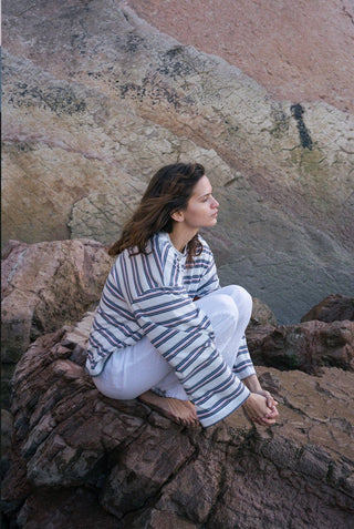 Gemma Striped Long Sleeve in Ocean Stripe