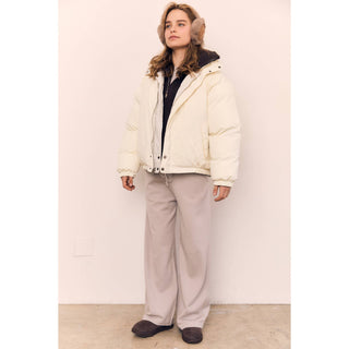 Reversible Oversized Puffer Coat in Cloud/Cream