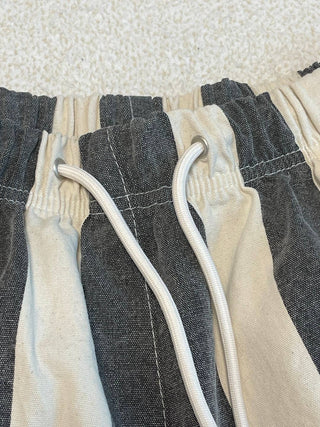 Relaxed Stripe Cotton Pants in Charcoal