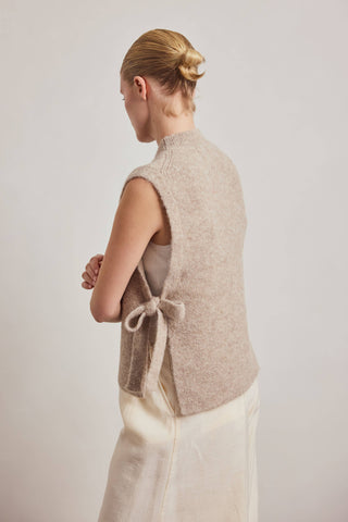 Alpaca Tie Vest in Oatmeal