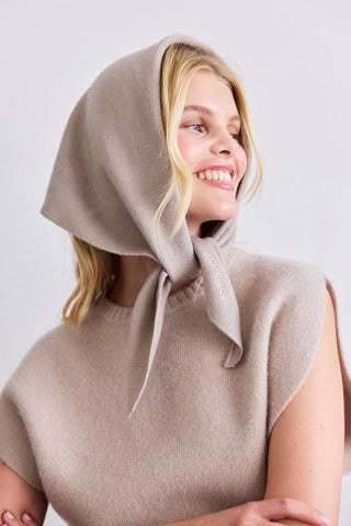 Merino Wool Triangle Scarf in Soft Taupe