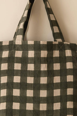 Olea Linen Tote Bag in Forest Green