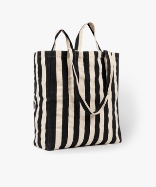 Medium Cotton Stripe Tote in Rust Red