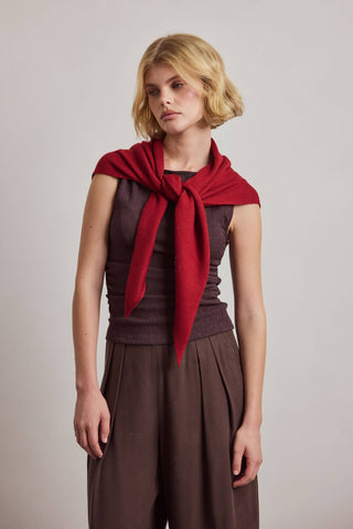 Large Merino Wool Triangle Scarf in Robust Red