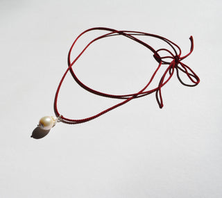 Rope Pearl Necklace, Dark Cherry