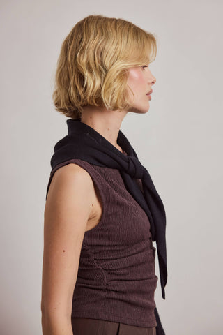 Merino Wool Triangle Scarf in Black