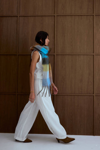 The Reykjavik Checkered Scarf in Blue/Orange