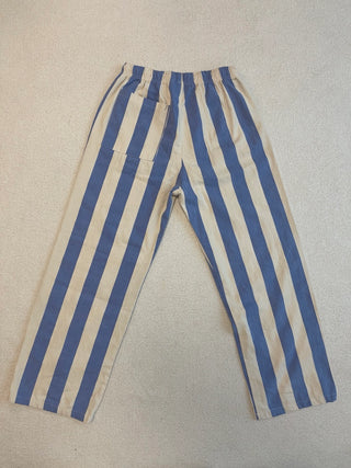 Relaxed Stripe Cotton Pants in Blue