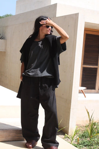 Tristan Cotton Tee in Faded Black