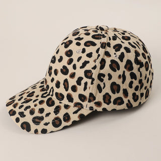 Leopard Corduroy Baseball Hat