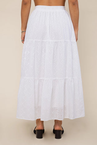 Sweetheart Cotton Eyelet Maxi Skirt