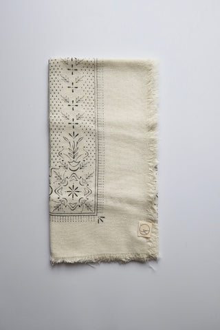 Classic Print Raw Silk Bandana in Cream