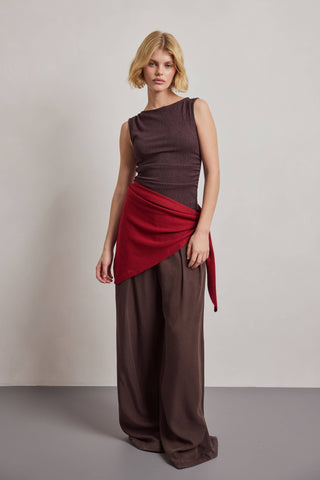Large Merino Wool Triangle Scarf in Robust Red