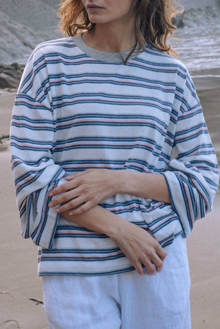 Gemma Striped Long Sleeve in Ocean Stripe