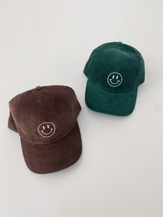 Happy Face Corduroy Baseball Hat