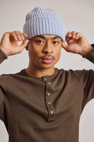 Merino Wool Beanie in Aura Blue