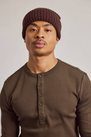 Merino Wool Beanie in Espresso Brown