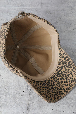 Leopard Distressed Cotton Baseball Hat