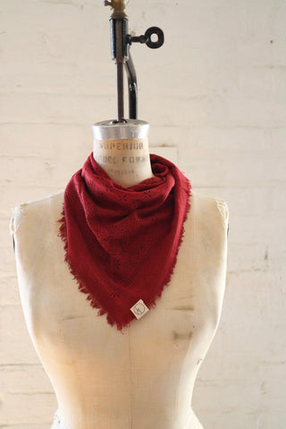 Classic Print Raw Silk Bandana in Poppy