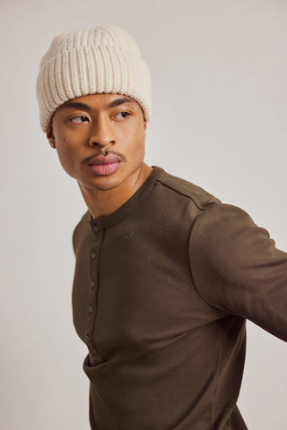 Merino Wool Beanie in Off White
