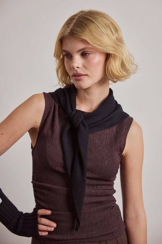 Merino Wool Triangle Scarf in Black