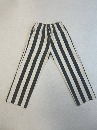 Relaxed Stripe Cotton Pants in Charcoal