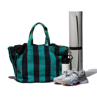 Reworked Rug Tote Bag in Turquoise x Navy Blue