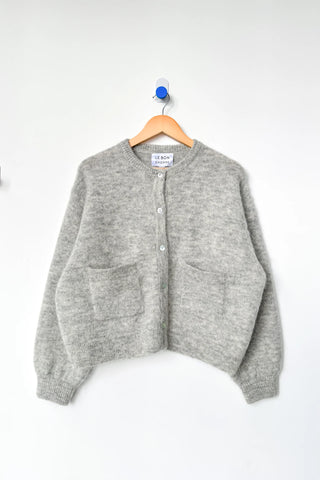 Amélie Alpaca Cardigan in Light Grey