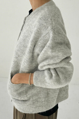 Amélie Alpaca Cardigan in Light Grey