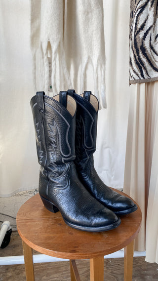 Coffeyville Black Leather Cowboy Boots