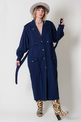 Together! Navy Cotton Trench Coat