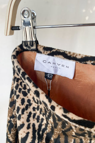 Carven Leopard Animal Print Skirt ~ 28W