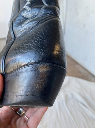 Coffeyville Black Leather Cowboy Boots