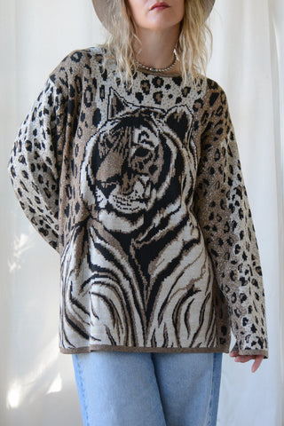 Metallic Tiger Novelty Sweater