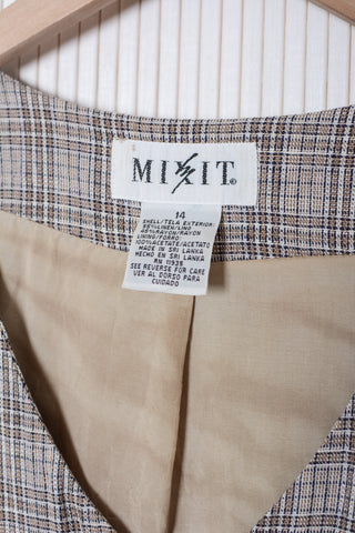 Neutral Plaid Linen Maxi Dress
