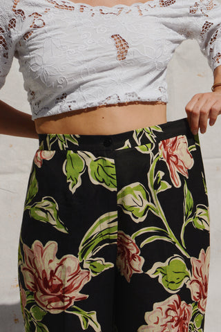 Bob Mackie Linen Floral Pants